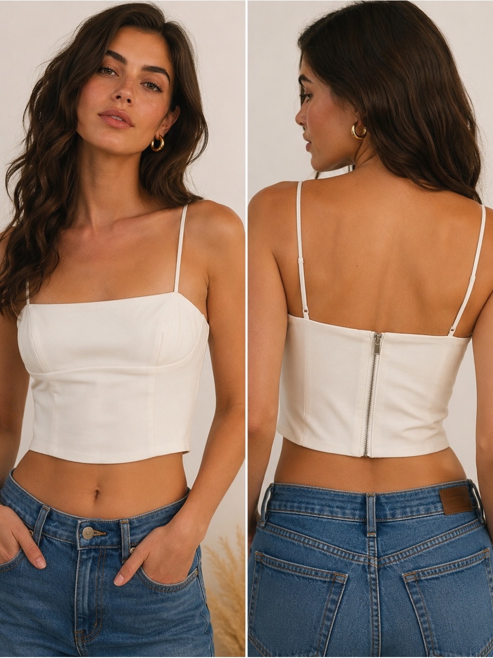 Dynamite White Structured Corset Crop Top Cami Medium Lined Boning Y2K